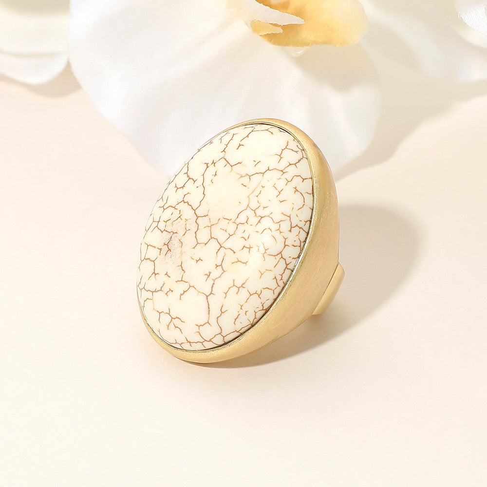 Кольцо-растяжка с натуральным камнем овальной формы Fashnzfab, золотой/слоновая кость
Кольцо-растяжка с натуральным камнем овальной формы Fashnzfab, золотой/слоновая кость