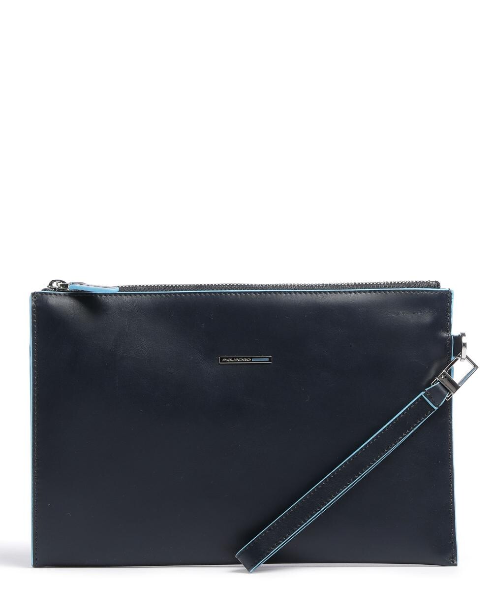 Синяя квадратная сумка на руку из мелкозернистой кожи Piquadro, синий 
Синяя квадратная сумка на руку из мелкозернистой кожи Piquadro, синий