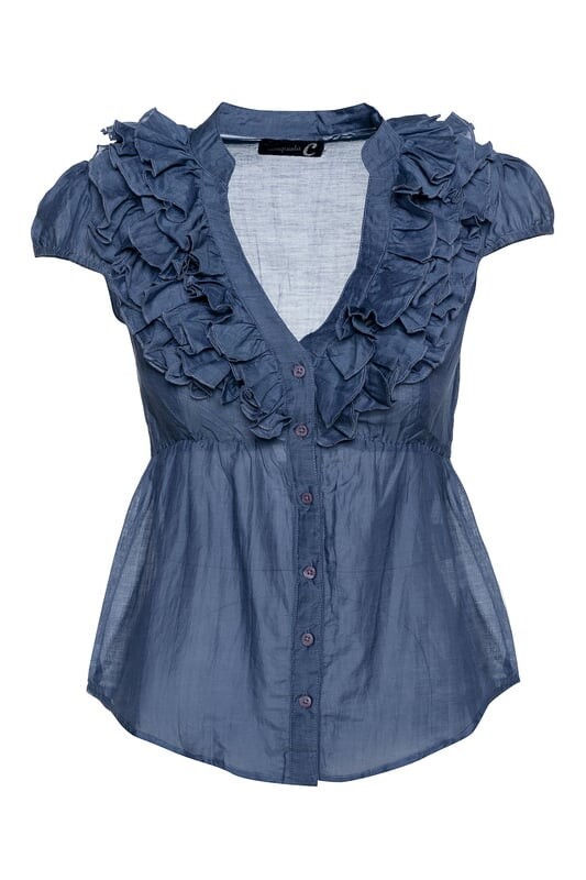 Топ без рукавов с рюшами Conquista, синий 
Топ без рукавов с рюшами Conquista, синий