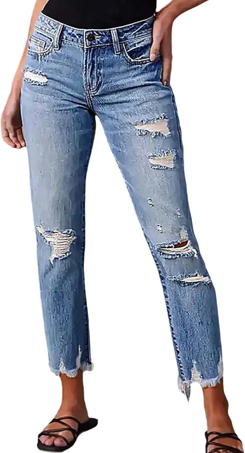 Женские рваные джинсы Boyfriend с эффектом потертости, прямой крой и укороченная длина Glkaend
Женские рваные джинсы Boyfriend с эффектом потертости, прямой крой и укороченная длина Glkaend