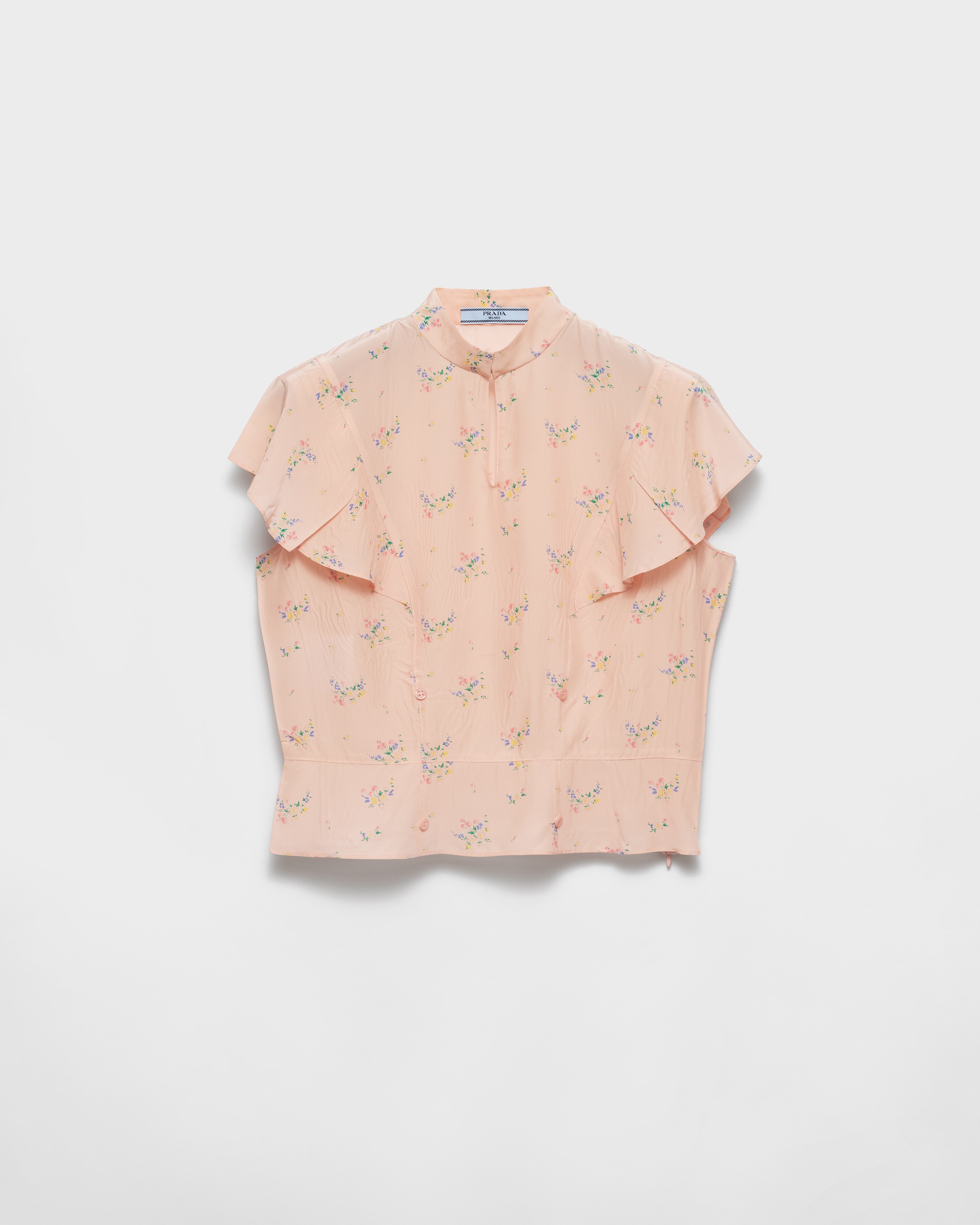 Топ из понже с цветочным принтом Prada, персиковый
Топ из понже с цветочным принтом Prada, персиковый