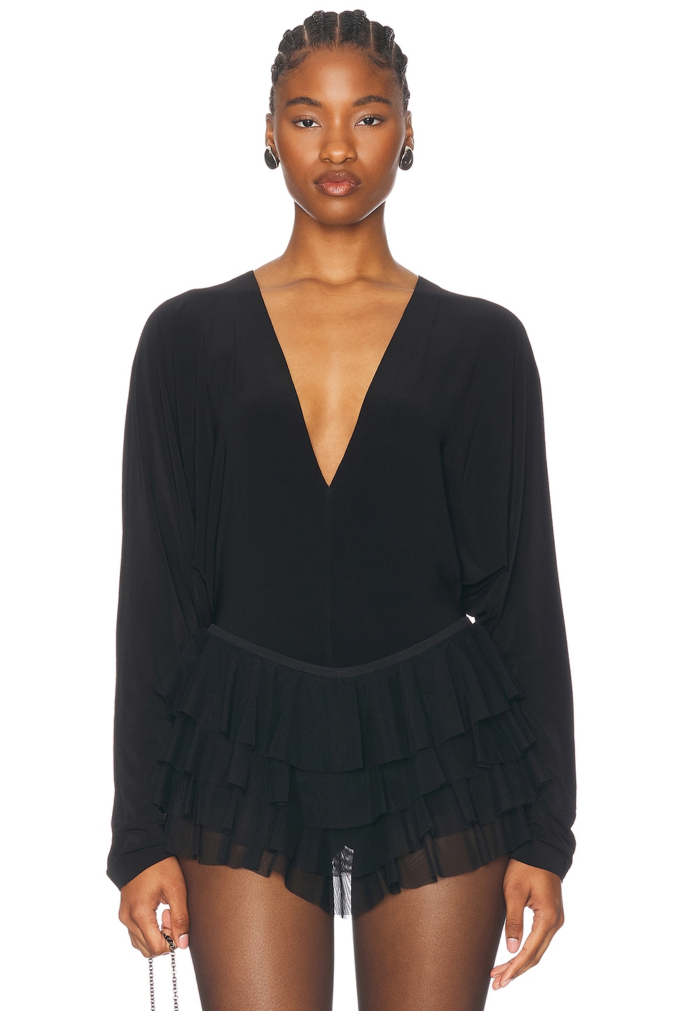 Боди «летучая мышь» с V-образным вырезом Norma Kamali, черный
Боди «летучая мышь» с V-образным вырезом Norma Kamali, черный