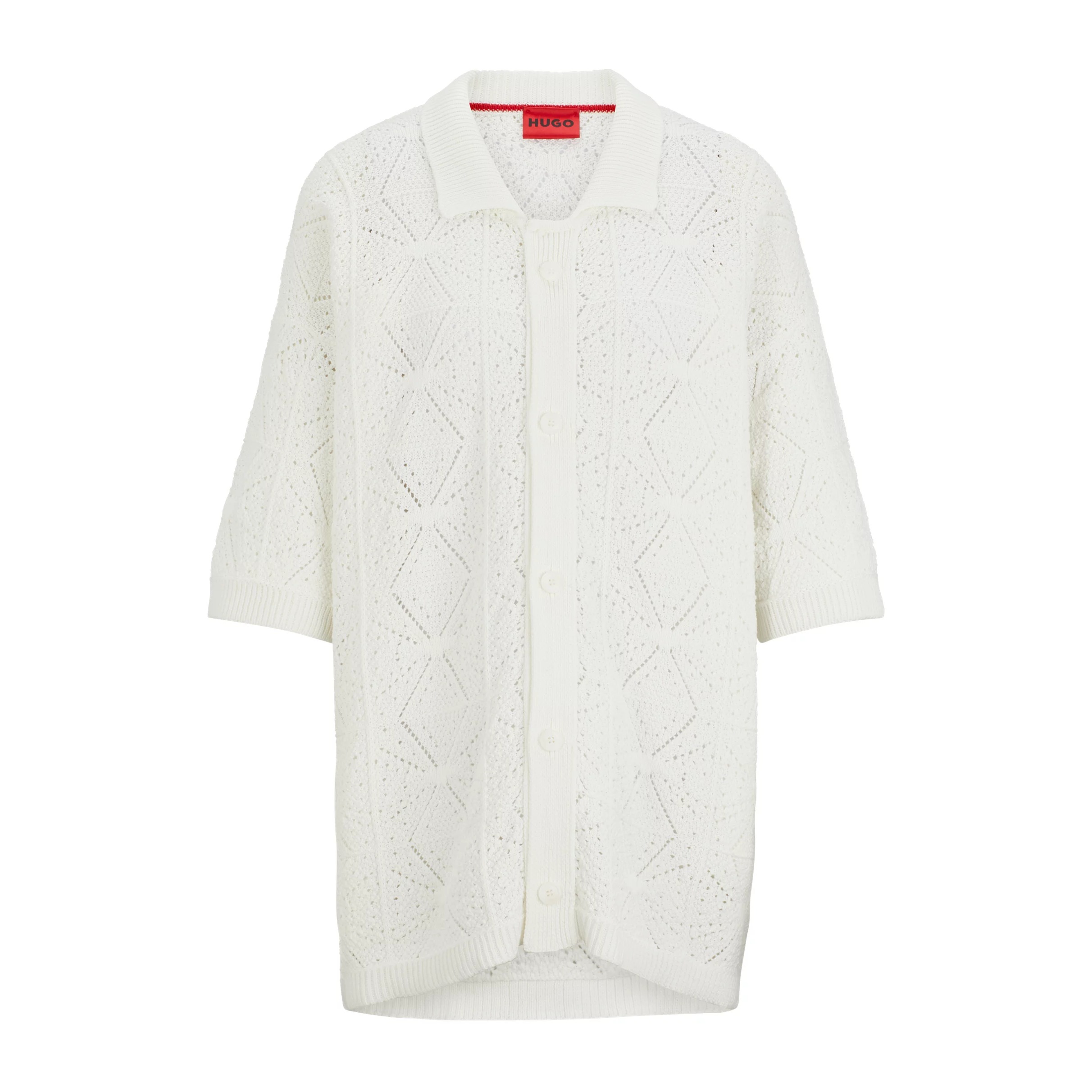 Хлопковая рубашка с вязаным узором HUGO BOSS Белая
Хлопковая рубашка с вязаным узором HUGO BOSS Белая