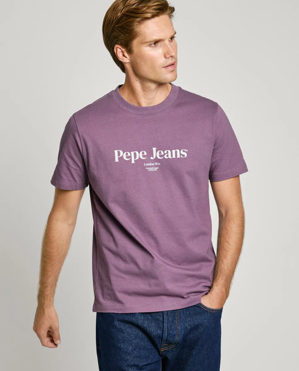 Мужская футболка с коротким рукавом и напечатанным логотипом Pepe Jeans, фиолетовый
Мужская футболка с коротким рукавом и напечатанным логотипом Pepe Jeans, фиолетовый