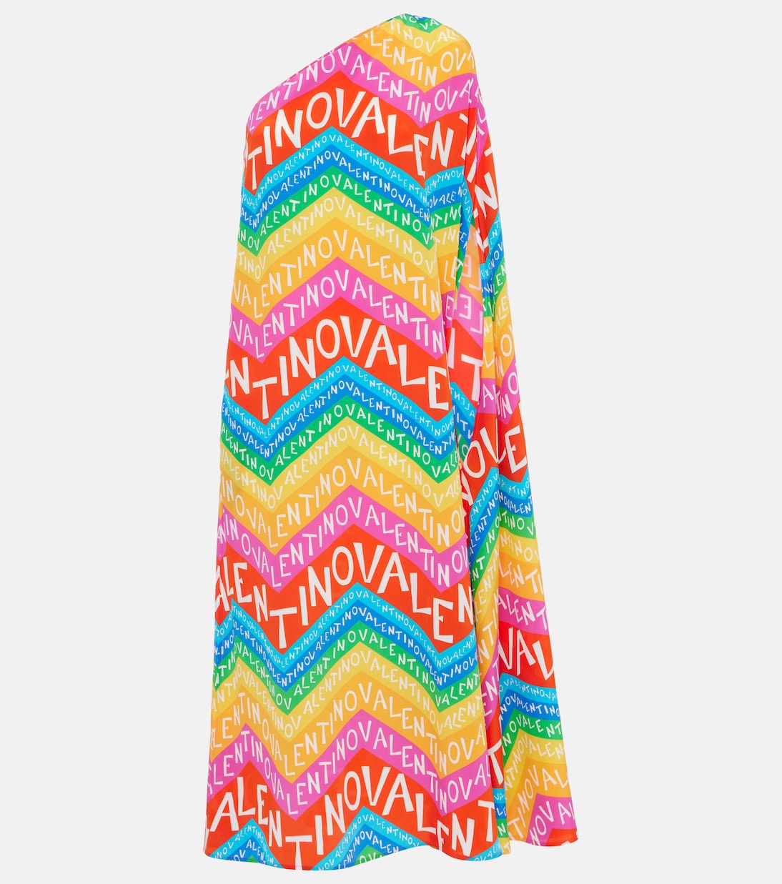 Шелковое платье миди на одно плечо с логотипом Valentino, разноцветный
Шелковое платье миди на одно плечо с логотипом Valentino, разноцветный