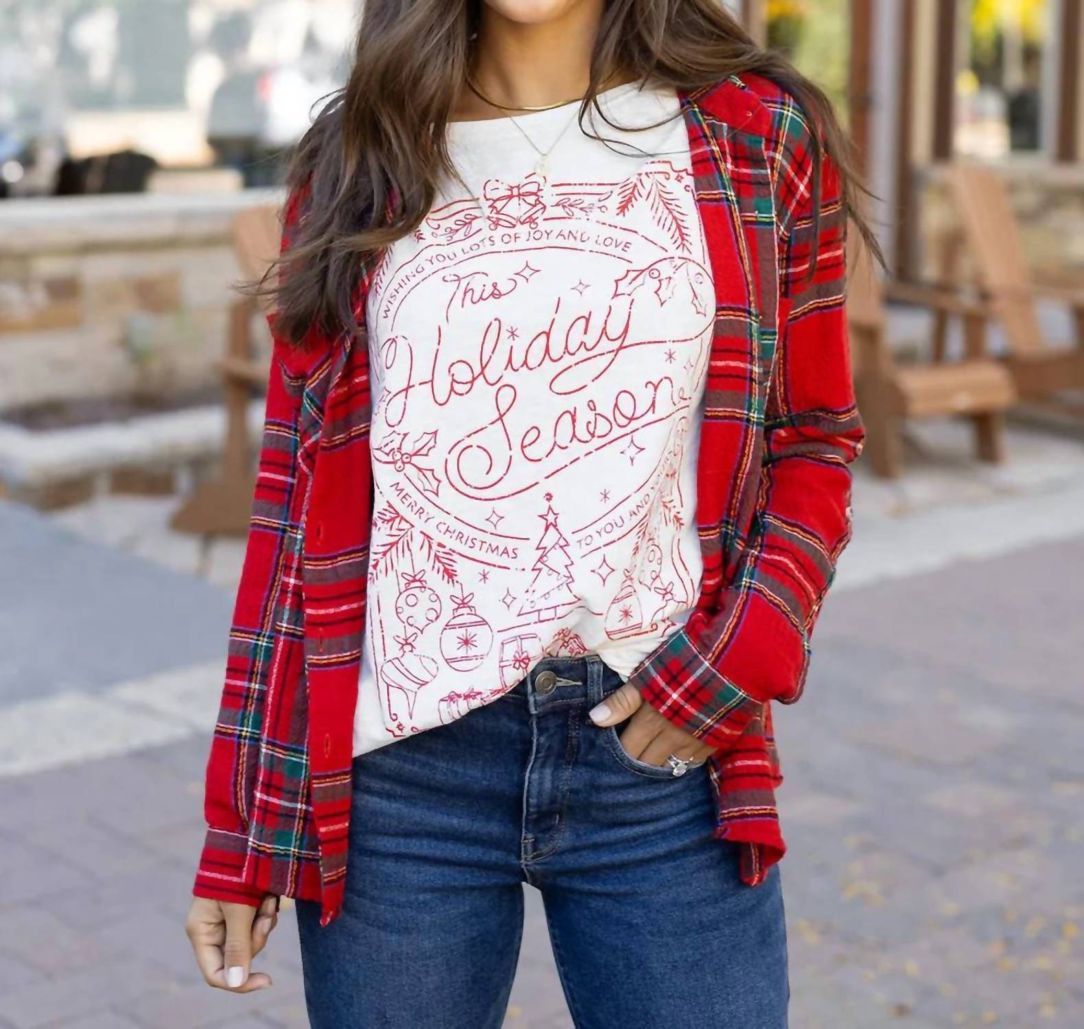 Женская рождественская футболка с принтом в белом цвете Grace and Lace
Женская рождественская футболка с принтом в белом цвете Grace and Lace