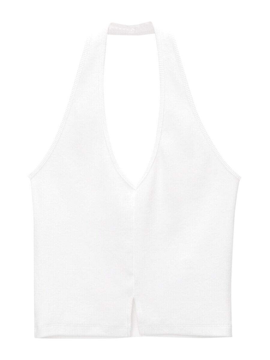 Укороченный топ Pull&Bear Top, белый 
Укороченный топ Pull&Bear Top, белый