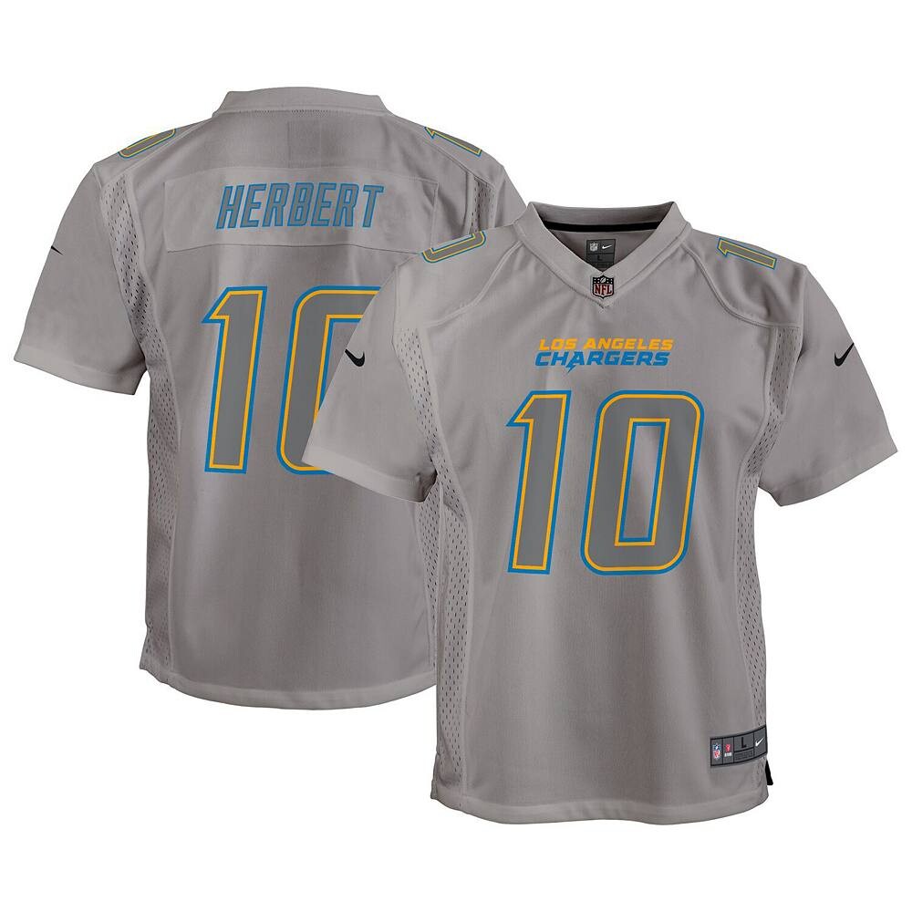Молодежный джерси Nike Justin Herbert Grey Los Angeles Chargers Атмосфера игры, цвет Chg Grey
Молодежный джерси Nike Justin Herbert Grey Los Angeles Chargers Атмосфера игры, цвет Chg Grey