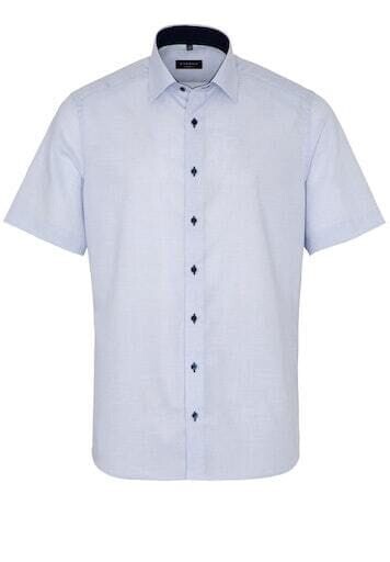 Рубашка с коротким рукавом, воротник «Кент», современный крой, без глажки, однотонная, мужская ETERNA, цвет Himmelblau 
Рубашка с коротким рукавом, воротник «Кент», современный крой, без глажки, однотонная, мужская ETERNA, цвет Himmelblau