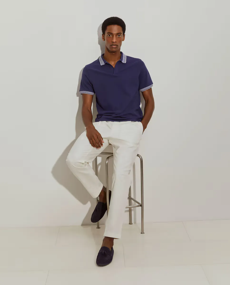 Мужская рубашка-поло прямого кроя из пике с полосками Lion of Porches, индиго
Мужская рубашка-поло прямого кроя из пике с полосками Lion of Porches, индиго