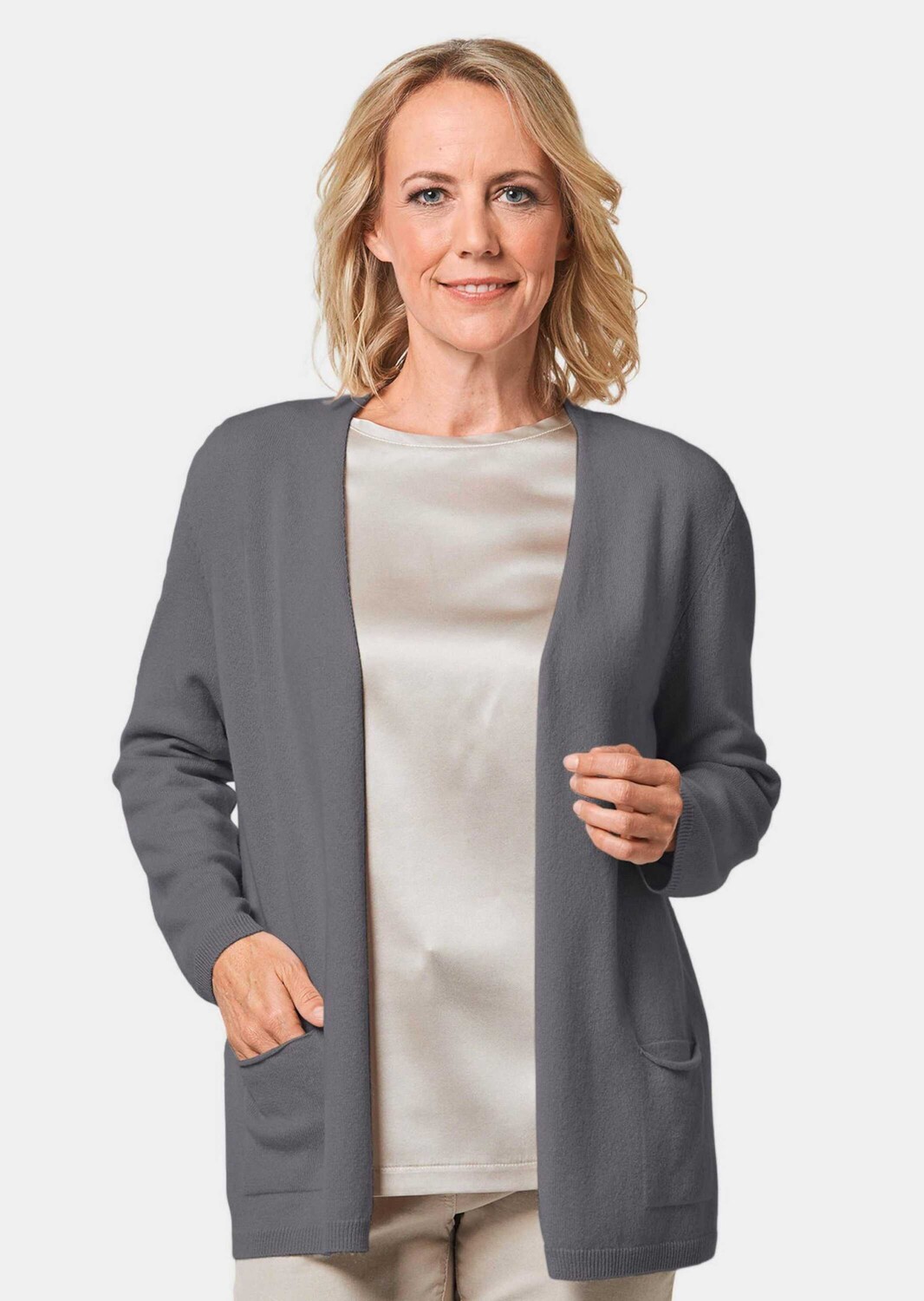 Кардиган GOLDNER Kaschmir Longstrickjacke, серый
Кардиган GOLDNER Kaschmir Longstrickjacke, серый