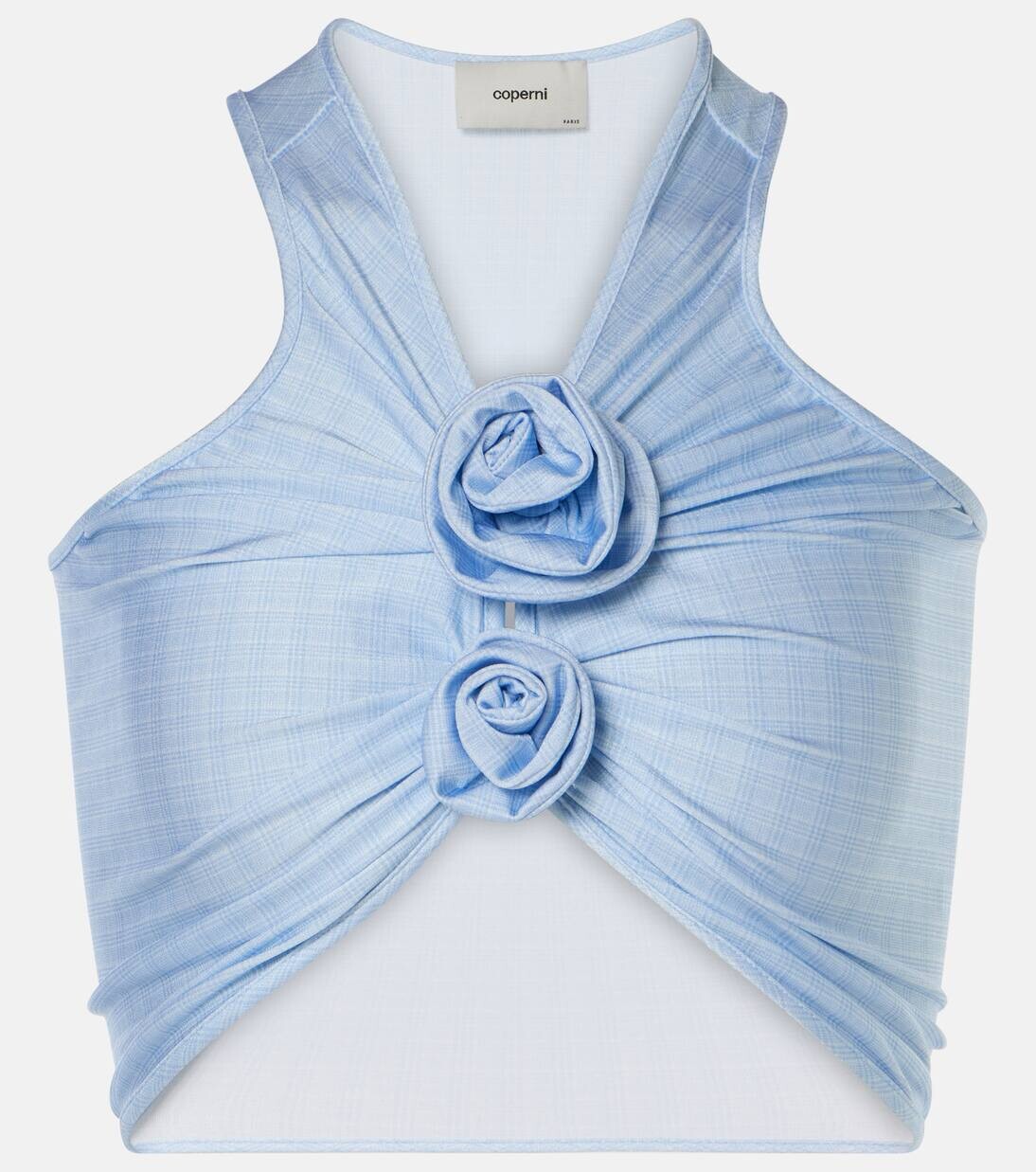 Укороченный топ с цветочной аппликацией Coperni, цвет blue-white check
Укороченный топ с цветочной аппликацией Coperni, цвет blue-white check