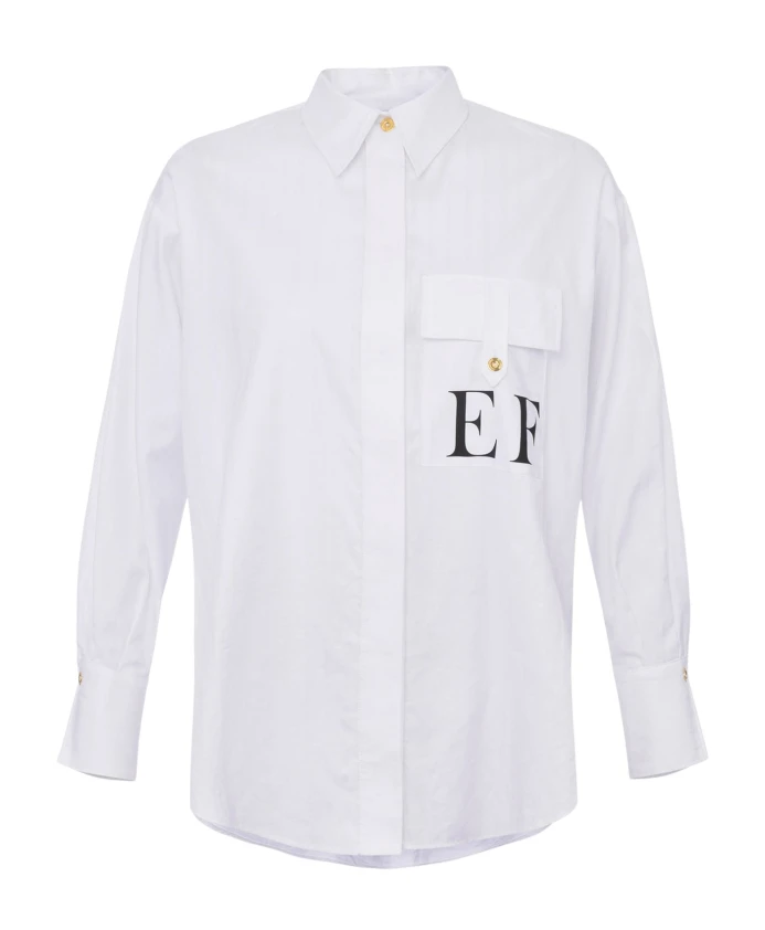 Белая свободная рубашка из хлопкового поплина Elisabetta Franchi, белый
Белая свободная рубашка из хлопкового поплина Elisabetta Franchi, белый