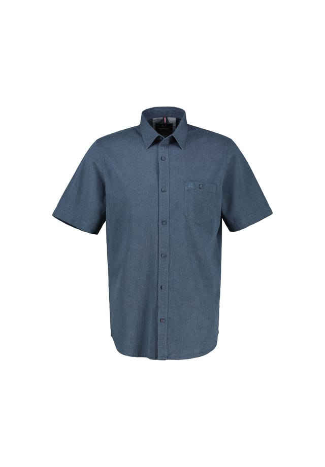 Рубашка с коротким рукавом с добавлением льна однотонная Lerros, синий
Рубашка с коротким рукавом с добавлением льна однотонная Lerros, синий