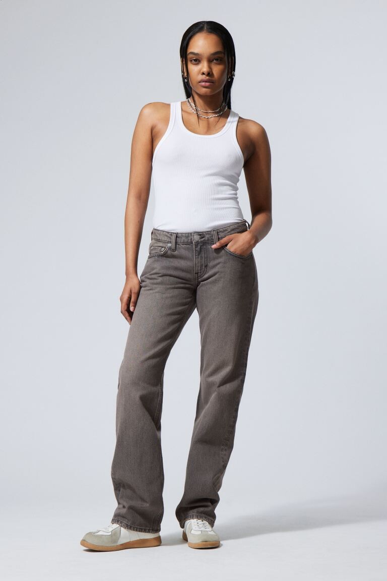 Джинсы стрелка с прямыми штанинами Weekday, серый 
Джинсы стрелка с прямыми штанинами Weekday, серый