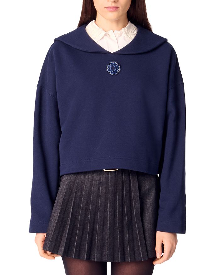 Короткая вышитая толстовка Maje, синий
Короткая вышитая толстовка Maje, синий