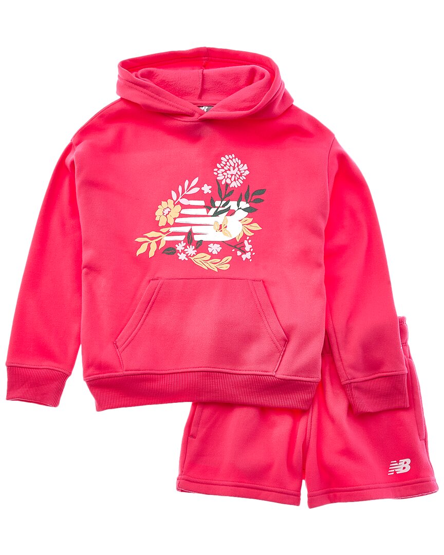 New Balance Двухкомплектный флисовый худи и шорты, розовый
New Balance Двухкомплектный флисовый худи и шорты, розовый