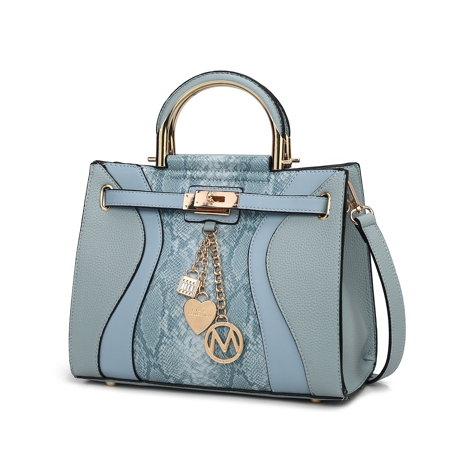 Женская сумка-портфель из веганской кожи с тиснением под кожу змеи Cassia от Mia K MKF, Denim
Женская сумка-портфель из веганской кожи с тиснением под кожу змеи Cassia от Mia K MKF, Denim