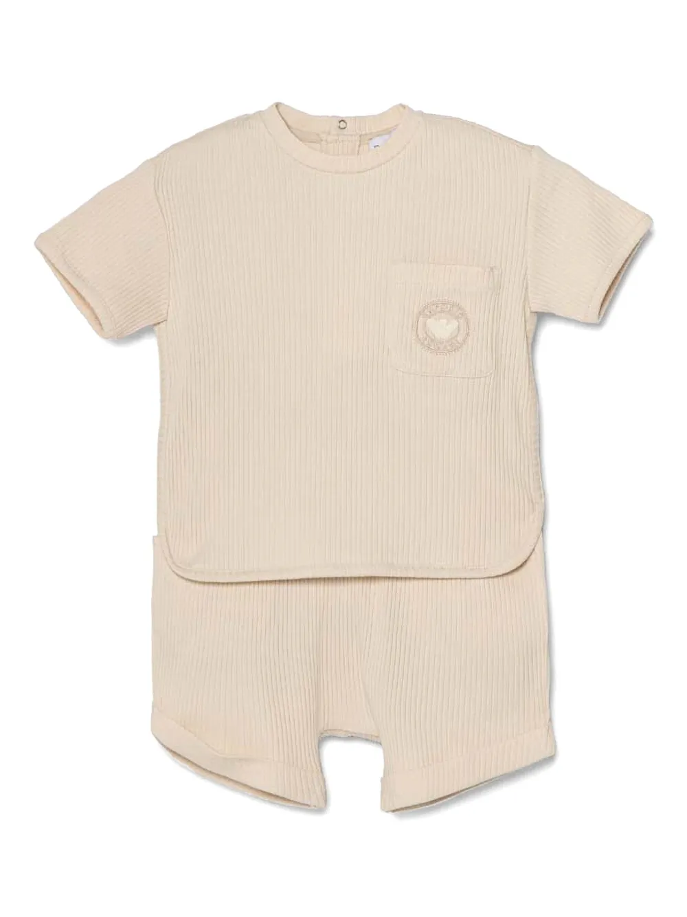 Комплект из шортов и футболки в рубчик Emporio Armani Kids, нейтральный
Комплект из шортов и футболки в рубчик Emporio Armani Kids, нейтральный