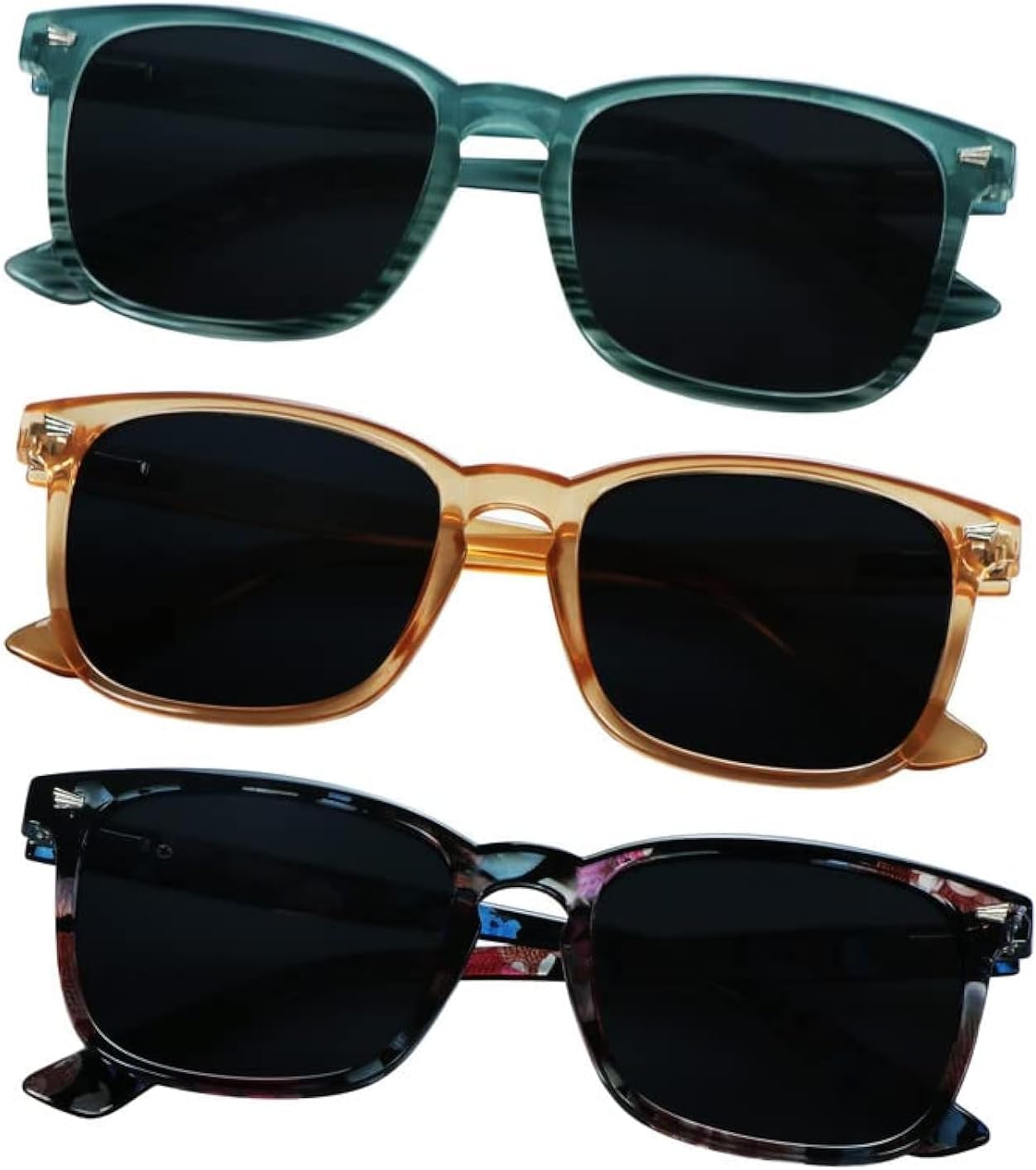 Солнцезащитные очки YEIN, комплект из 3 пар, для мужчин и женщин, с защитой от УФ-излучения, винтажная квадратная полноразмерная оправа, Uptown_slateblue+champagne+floral
Солнцезащитные очки YEIN, комплект из 3 пар, для мужчин и женщин, с защитой от УФ-излучения, винтажная квадратная полноразмерная оправа, Uptown_slateblue+champagne+floral