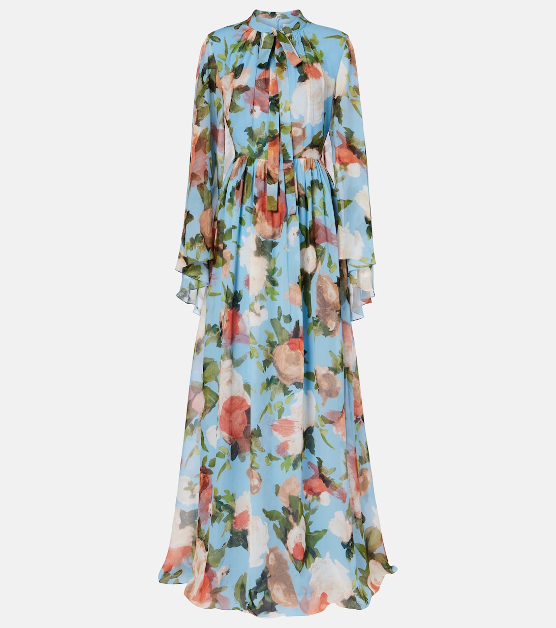Платье из шелковой вуали с цветочным принтом и накидкой Erdem, Painted Rose Dream Blue
Платье из шелковой вуали с цветочным принтом и накидкой Erdem, Painted Rose Dream Blue
