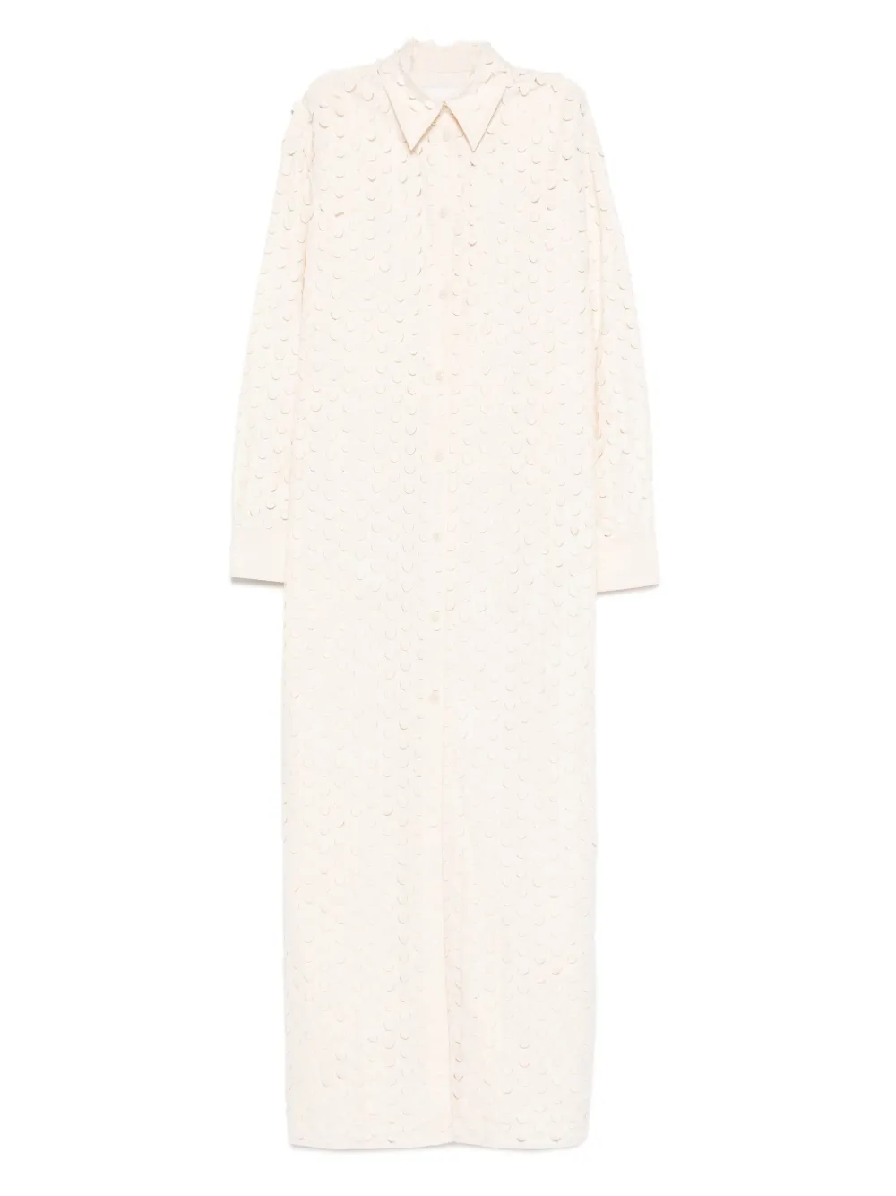 Платье на пуговицах с перфорацией Nanushka, нейтральный 
Платье на пуговицах с перфорацией Nanushka, нейтральный