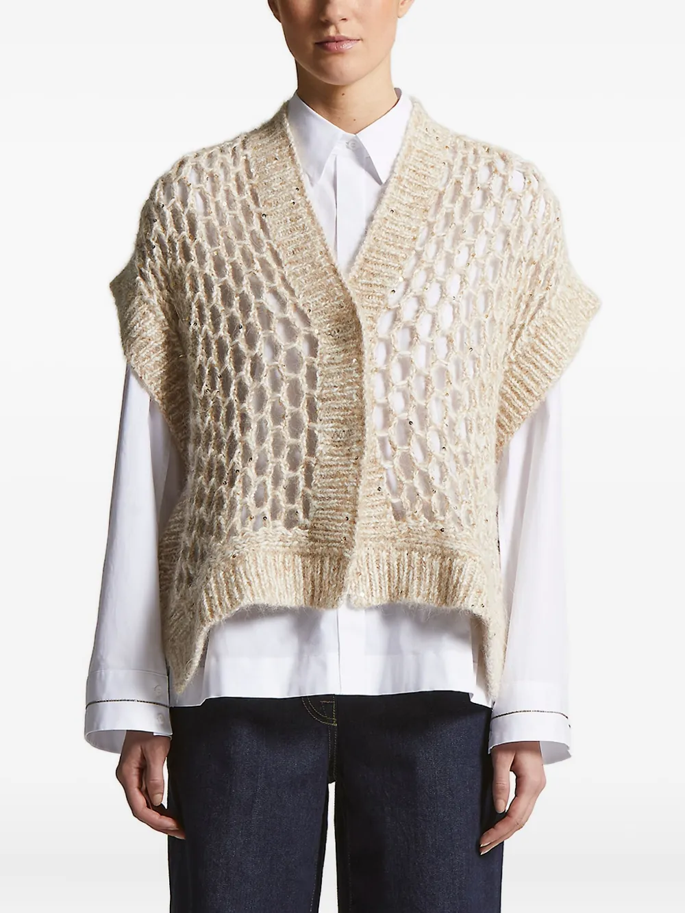 Кардиган из макси-сетки с пайетками Peserico, нейтральный
Кардиган из макси-сетки с пайетками Peserico, нейтральный