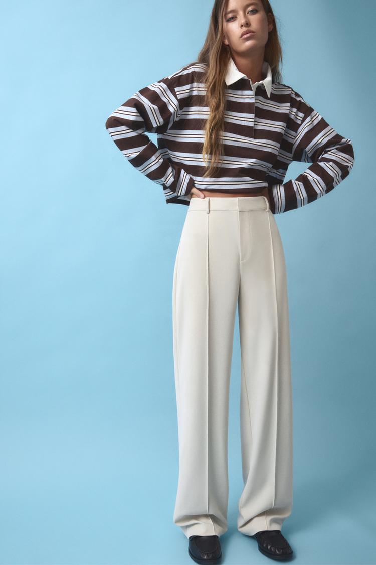 Элегантные брюки с отделкой швами Pull And Bear, экрю
Элегантные брюки с отделкой швами Pull And Bear, экрю