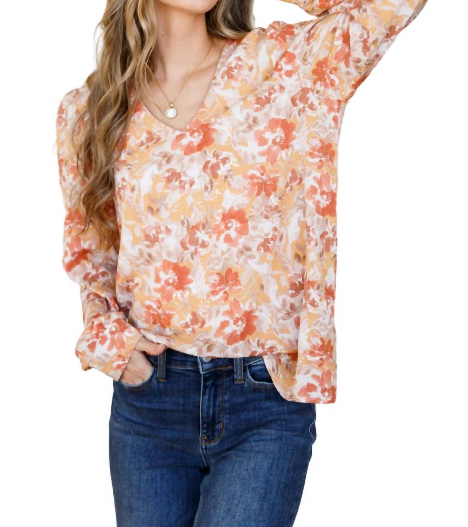 Блуза Marigold Dreams с цветочным принтом в оранжевом цвете Emily Wonder
Блуза Marigold Dreams с цветочным принтом в оранжевом цвете Emily Wonder