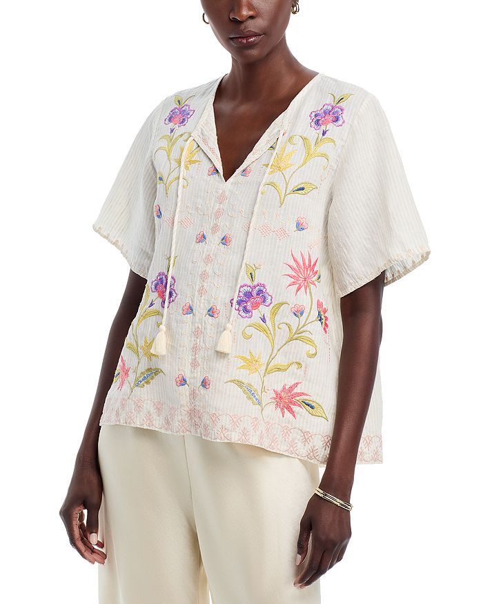 Вышитый топ с разрезом на горловине Johnny Was, коричневый/бежевый
Вышитый топ с разрезом на горловине Johnny Was, коричневый/бежевый