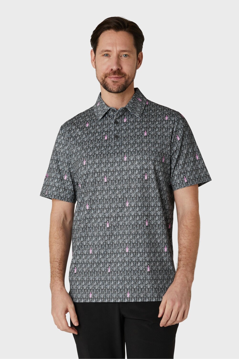 Рубашка поло с принтом в виде бутылки скотча Callaway Apparel, серый
Рубашка поло с принтом в виде бутылки скотча Callaway Apparel, серый