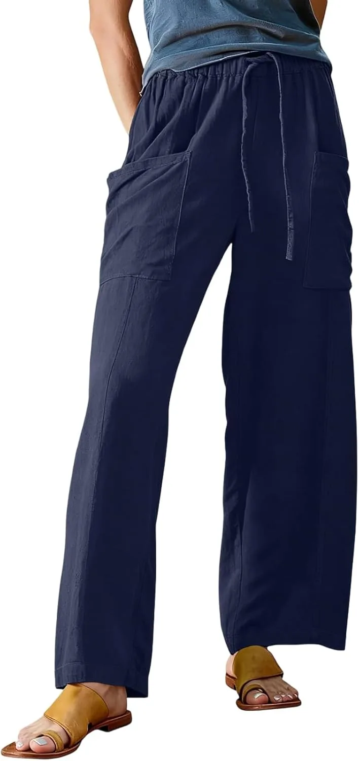 Льняные брюки женские с высокой талией и эластичным поясом RODYETQQ
Льняные брюки женские с высокой талией и эластичным поясом RODYETQQ
