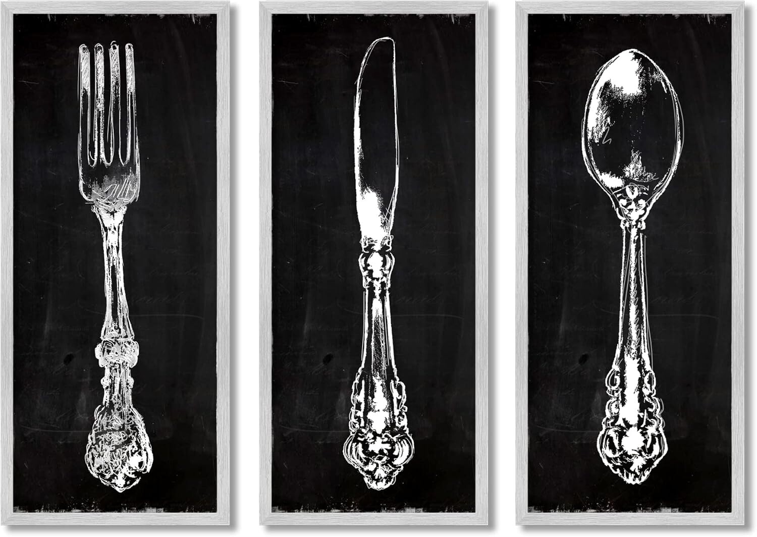 Stupell Industries Vintage Silverware Столовые приборы Кухонная утварь Вилка Ложка Набор из 3 предметов Настенное искусство в рамке, дизайн Кэрол Робинсон, Grey Framed 
Stupell Industries Vintage Silverware Столовые приборы Кухонная утварь Вилка Ложка Набор из 3 предметов Настенное искусство в рамке, дизайн Кэрол Робинсон, Grey Framed