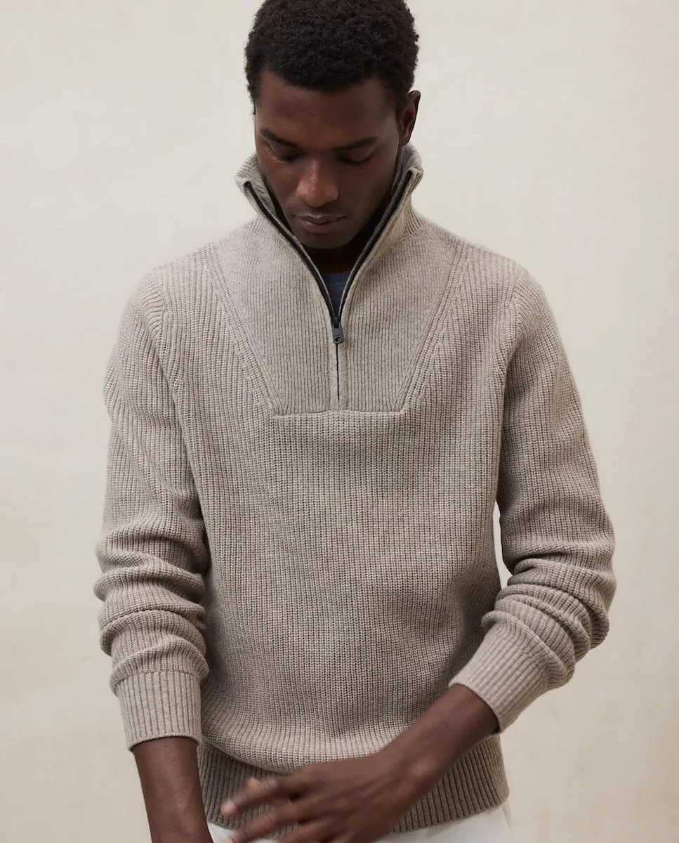 Мужской свитер с высоким воротником на молнии Ecoalf, бежевый 
Мужской свитер с высоким воротником на молнии Ecoalf, бежевый