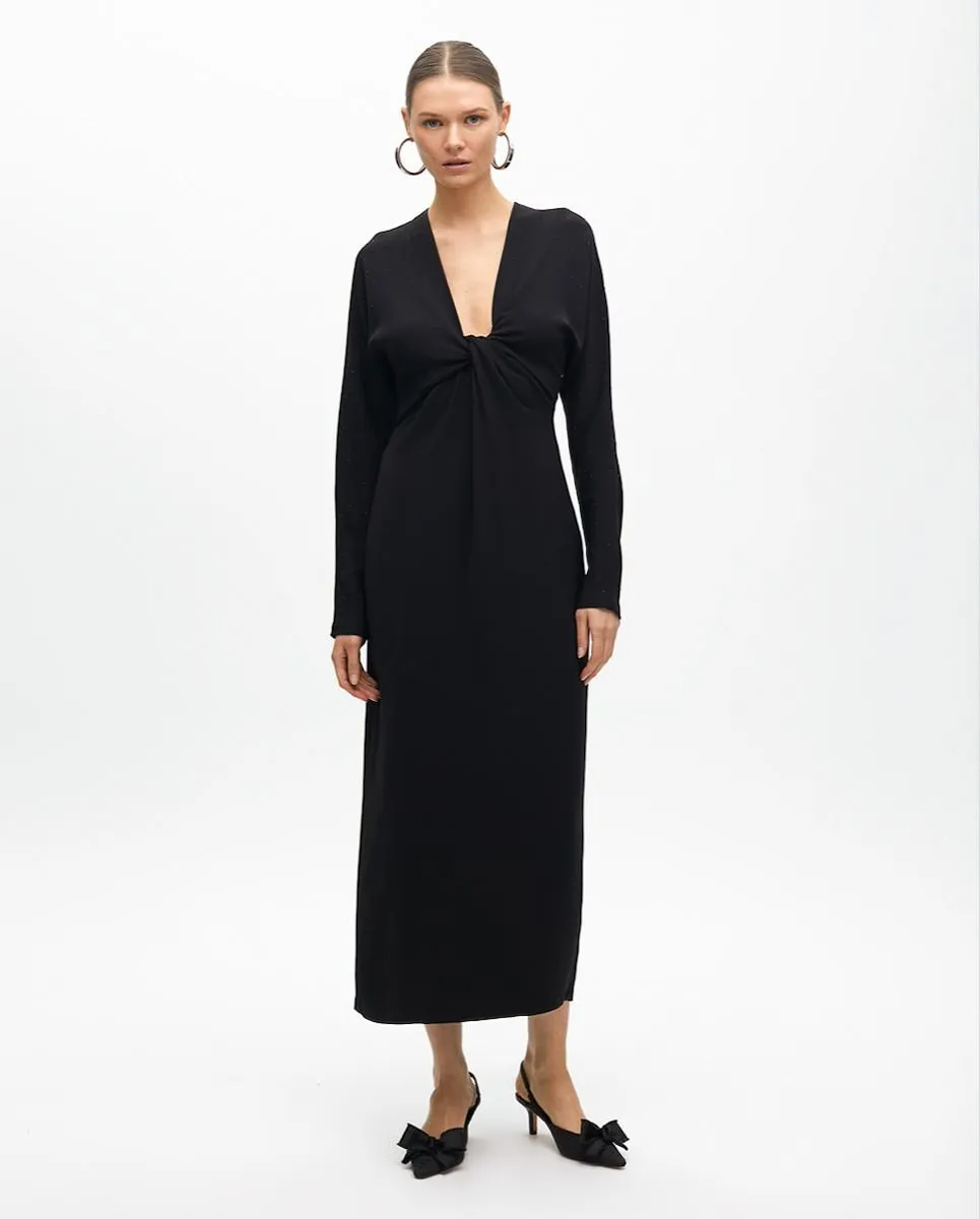 Платье с длинными рукавами и узлом на вырезе Lola Casademunt, черный
Платье с длинными рукавами и узлом на вырезе Lola Casademunt, черный