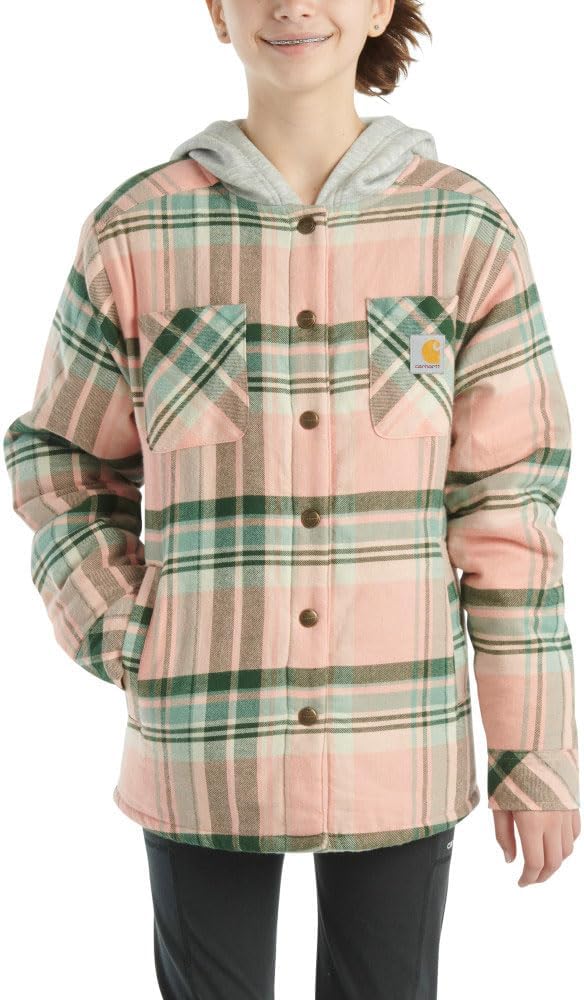 Детская фланелевая куртка Carhartt CP9580 с длинными рукавами и капюшоном на кнопках спереди - для девочек, Peach Amber
Детская фланелевая куртка Carhartt CP9580 с длинными рукавами и капюшоном на кнопках спереди - для девочек, Peach Amber