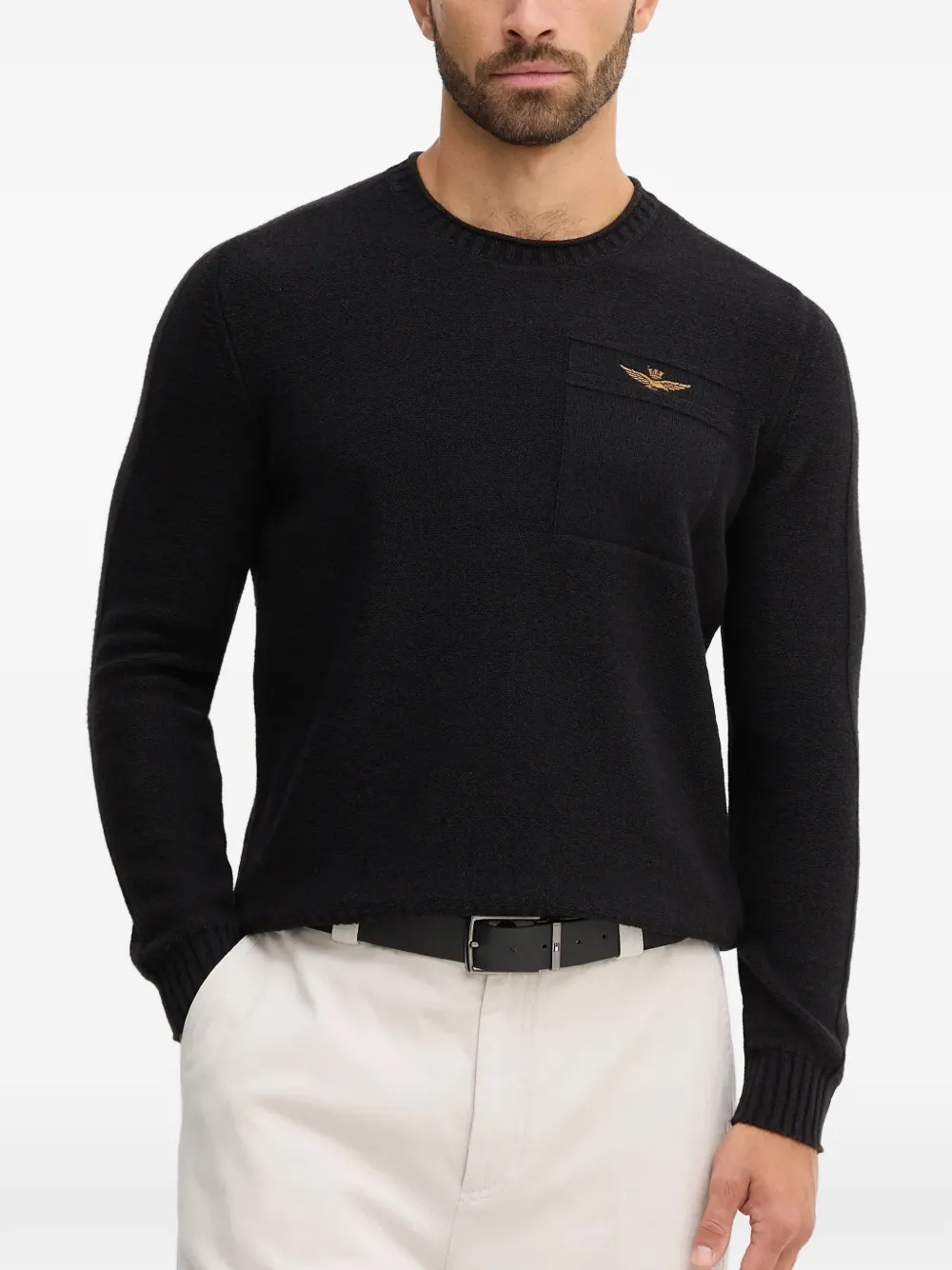 Черный свитер с логотипом Aeronautica Militare
Черный свитер с логотипом Aeronautica Militare