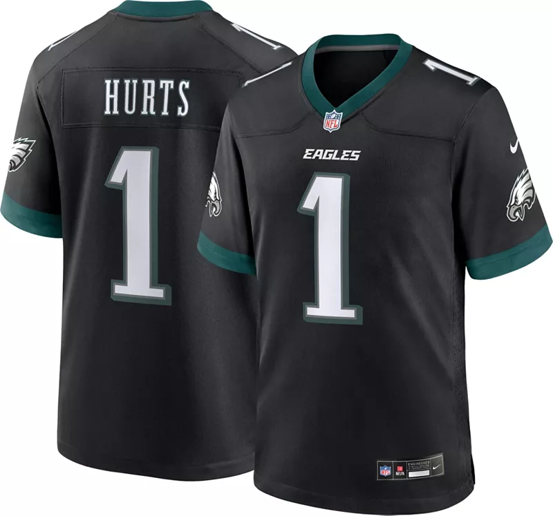 Мужская альтернативная черная игровая майка Nike Philadelphia Eagles Jalen Hurts #1
Мужская альтернативная черная игровая майка Nike Philadelphia Eagles Jalen Hurts #1
