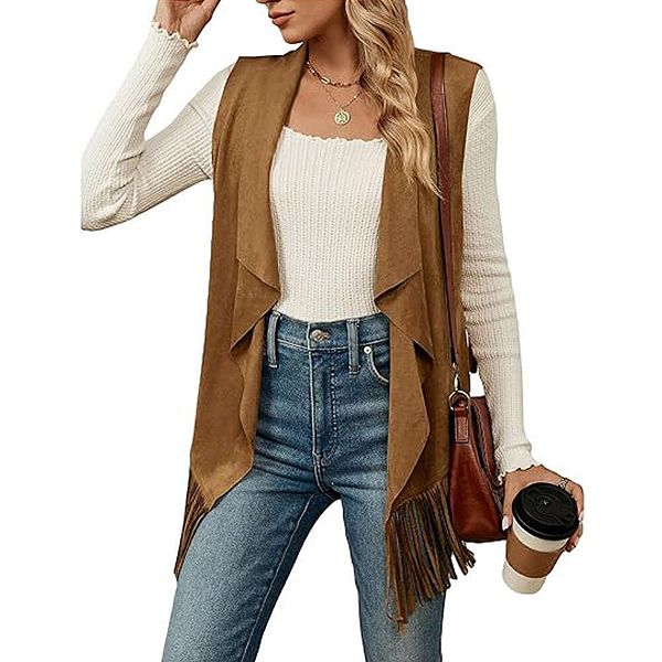 Женский жилет с бахромой - безрукавный кардиган с длинными лацканами для повседневных образов Elitespirit, Brown
Женский жилет с бахромой - безрукавный кардиган с длинными лацканами для повседневных образов Elitespirit, Brown