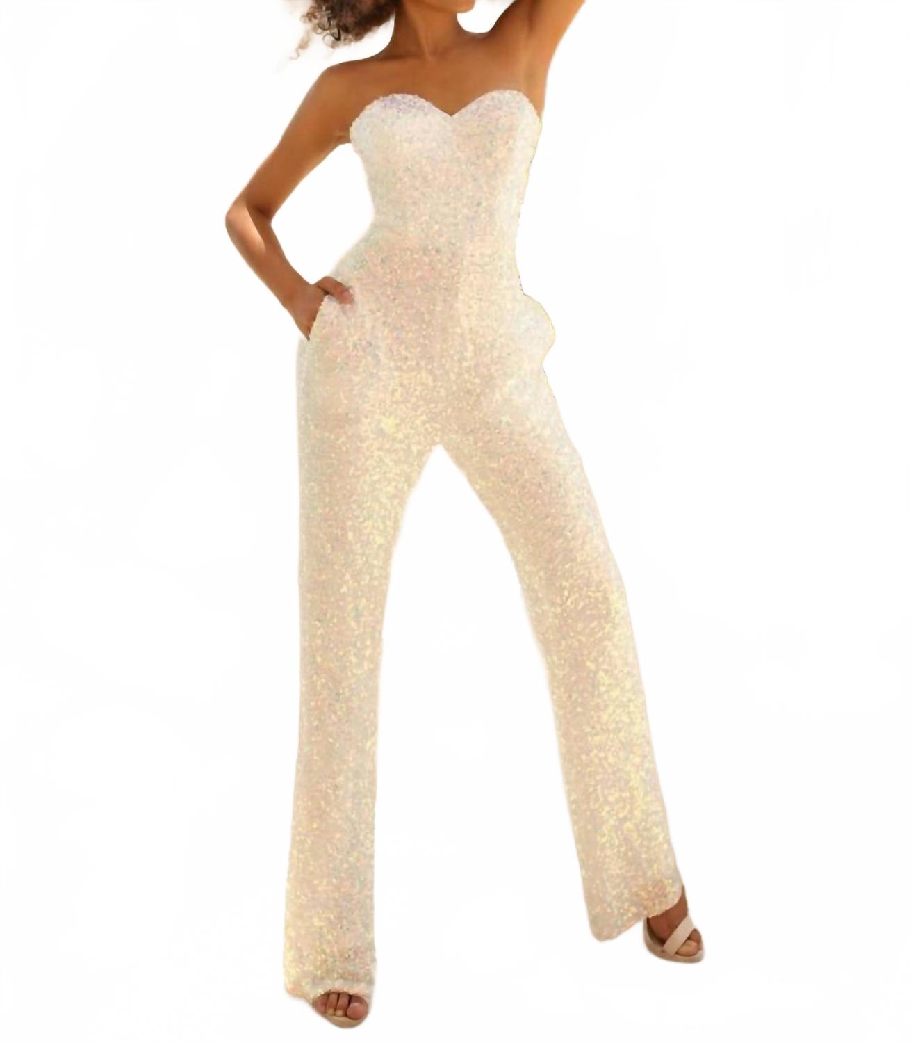 Clarisse Женский комбинезон с пайетками, белый
Clarisse Женский комбинезон с пайетками, белый