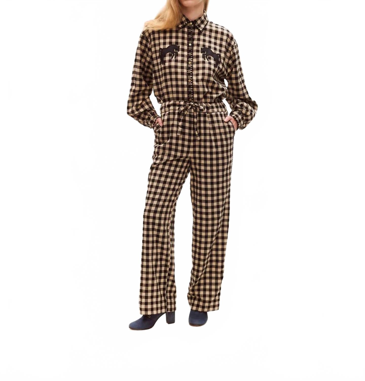 CAROLINA K Брюки Lou Plaid Wide Leg черного цвета
CAROLINA K Брюки Lou Plaid Wide Leg черного цвета