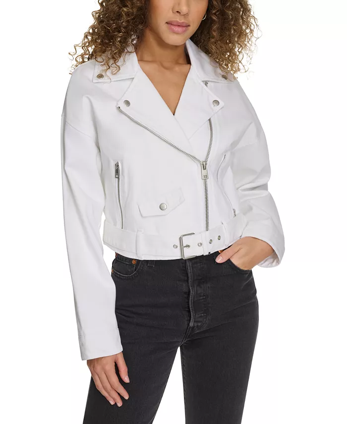 Женская укороченная джинсовая байкерская куртка Levi's, белый
Женская укороченная джинсовая байкерская куртка Levi's, белый