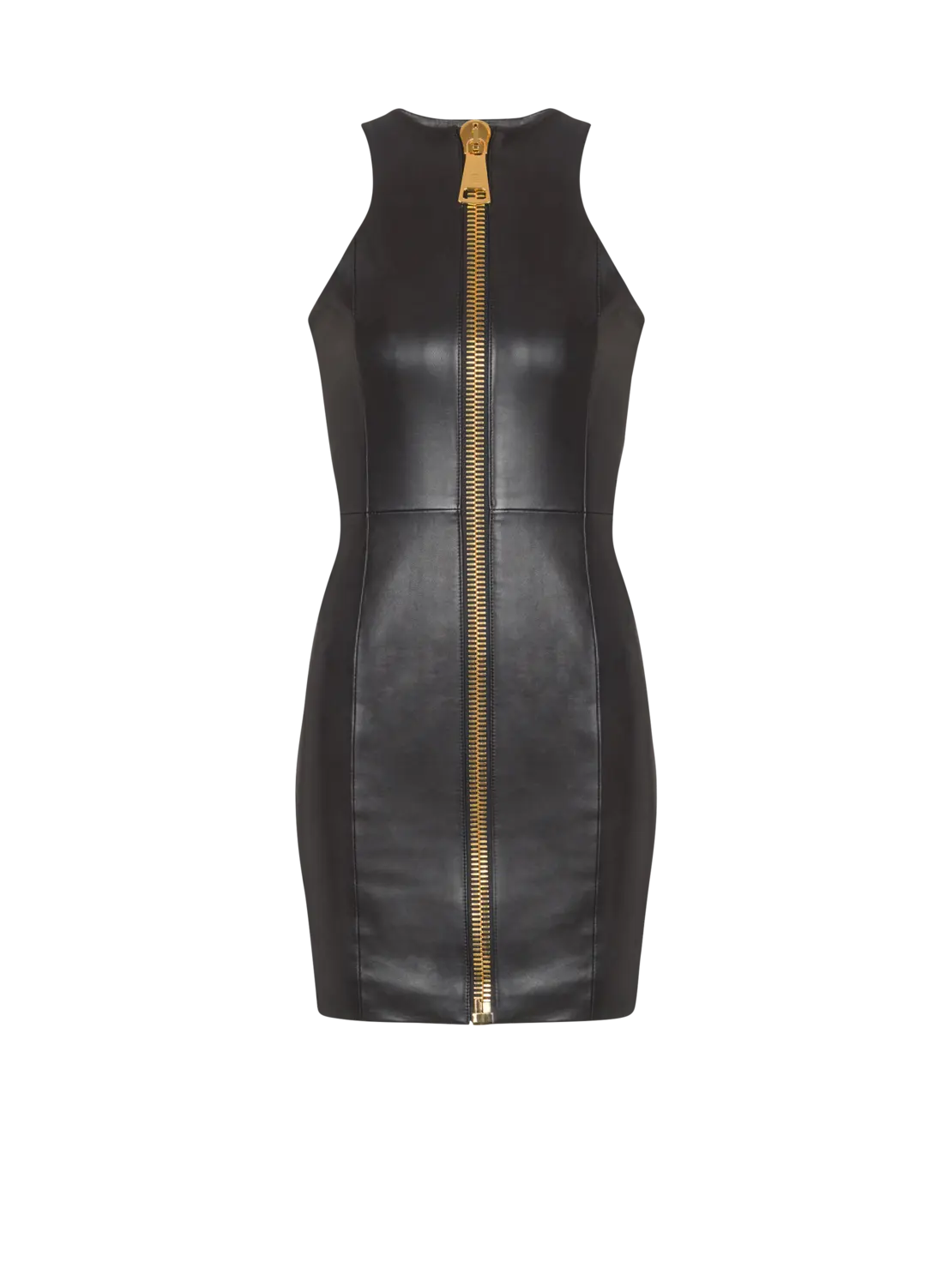 Короткое кожаное платье без рукавов Balmain, черный
Короткое кожаное платье без рукавов Balmain, черный