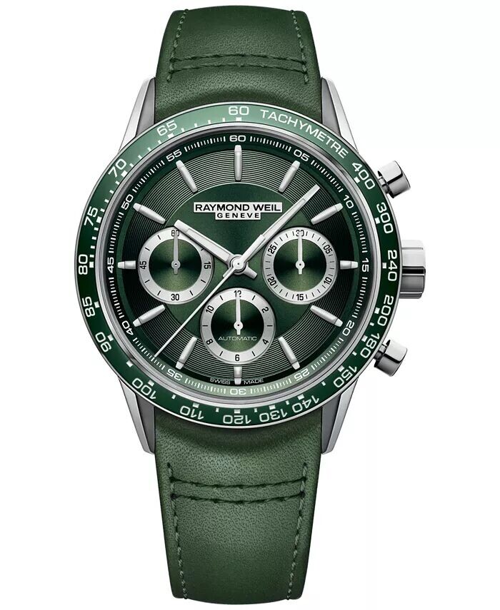 Мужские швейцарские автоматические часы с хронографом Freelancer с зеленым кожаным ремешком, 43,5 мм Raymond Weil
Мужские швейцарские автоматические часы с хронографом Freelancer с зеленым кожаным ремешком, 43,5 мм Raymond Weil