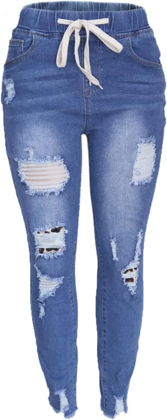 Женские джинсы-джоггеры Atditama с потертостями и заплатками в стиле леопард
Женские джинсы-джоггеры Atditama с потертостями и заплатками в стиле леопард