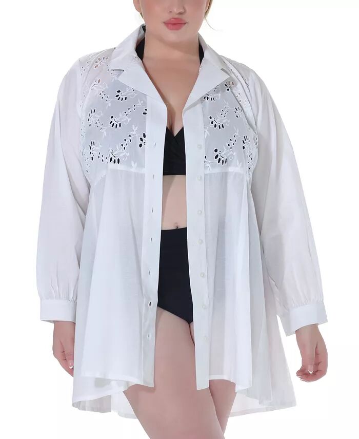 Платье-туника из хлопка с люверсами и пуговицами спереди большого размера Raviya, белый
Платье-туника из хлопка с люверсами и пуговицами спереди большого размера Raviya, белый