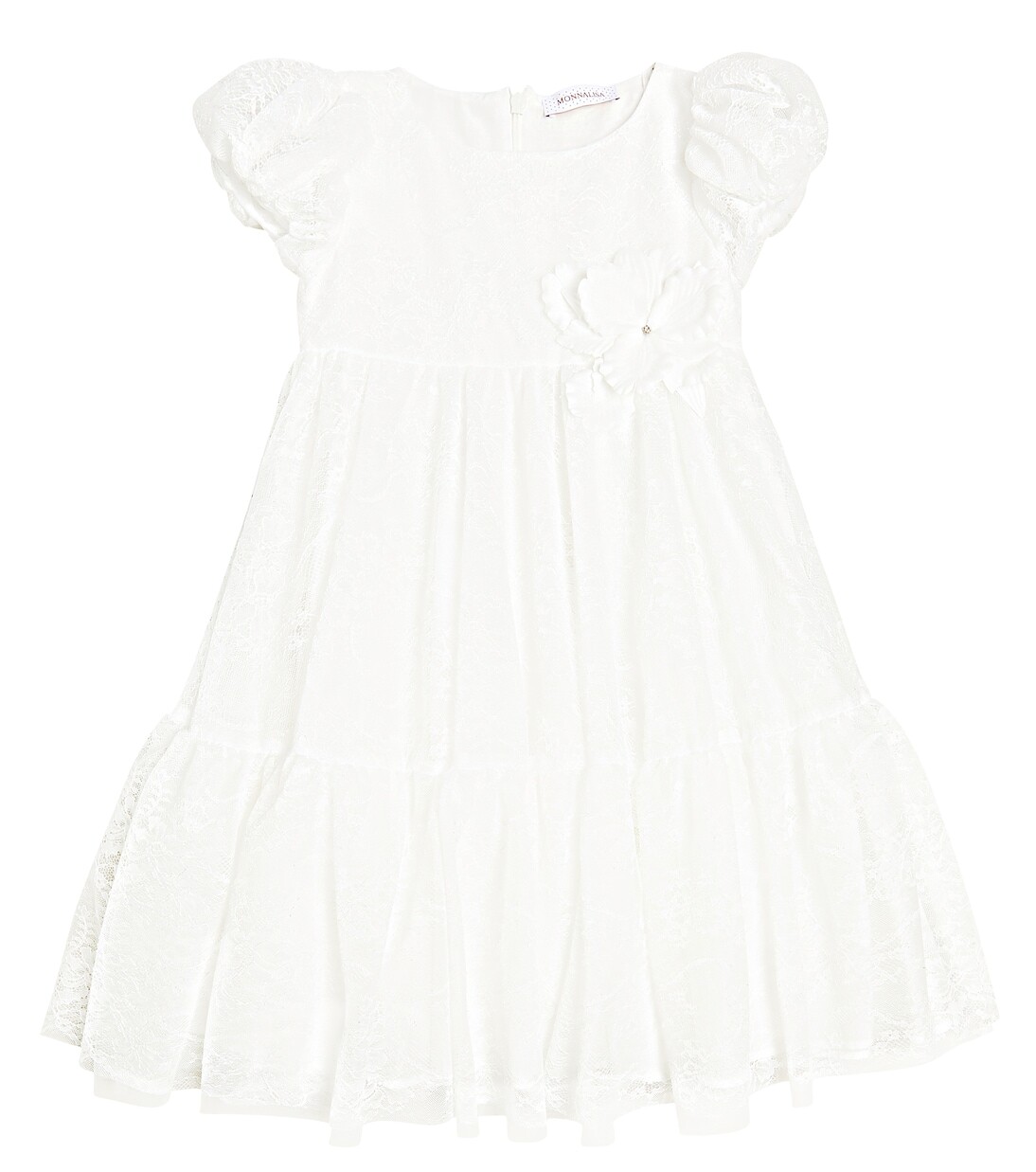 Украшенное платье с объемными рукавами Monnalisa, белый