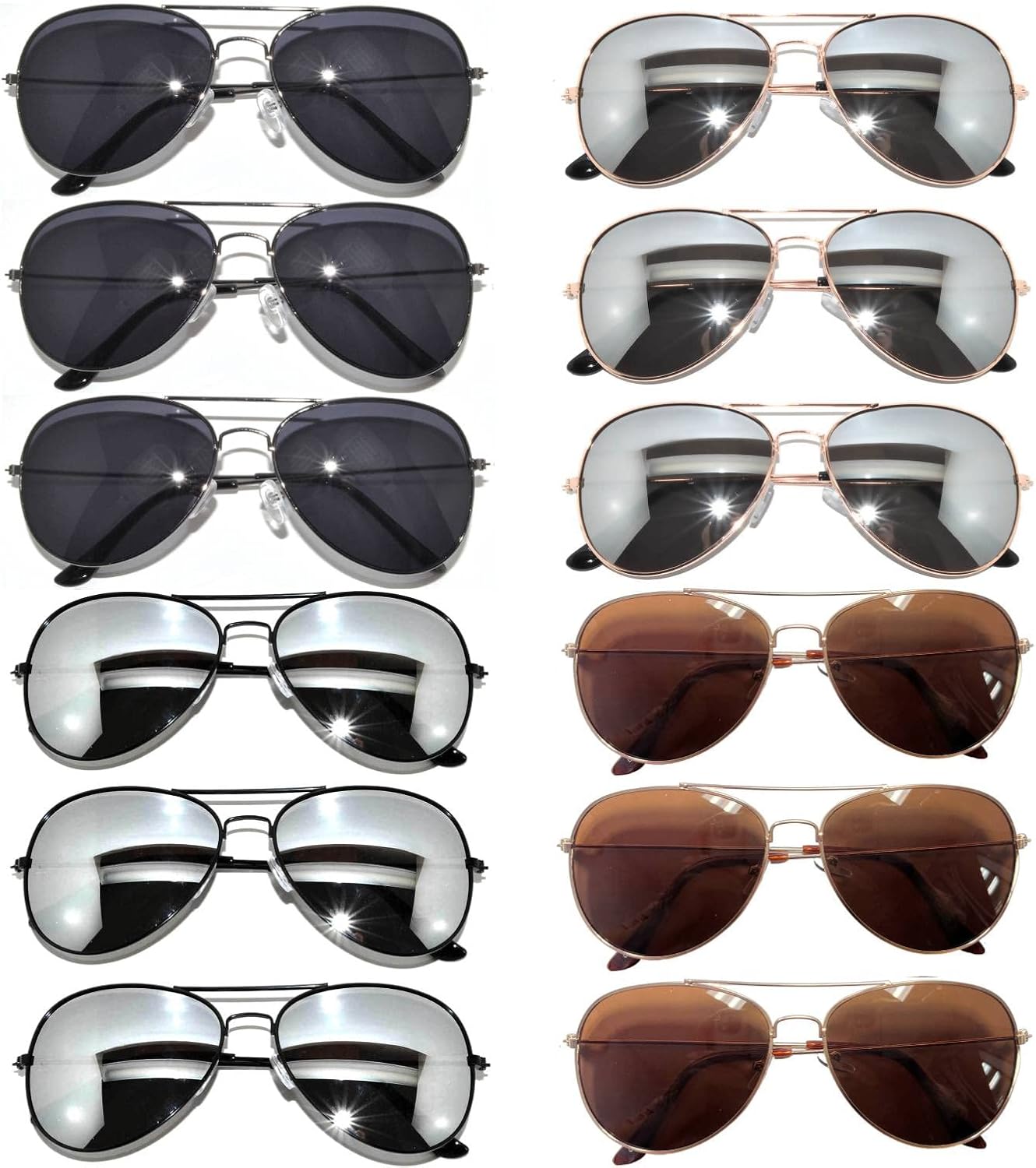 OWL Набор из 12 солнцезащитных очков-авиаторов в металлической оправе золотого, серебряного и черного цвета для мужчин и женщин, для вечеринок, Gun Smoke, Gold Mirror, Black Mirror, Gold Brown
OWL Набор из 12 солнцезащитных очков-авиаторов в металлической оправе золотого, серебряного и черного цвета для мужчин и женщин, для вечеринок, Gun Smoke, Gold Mirror, Black Mirror, Gold Brown