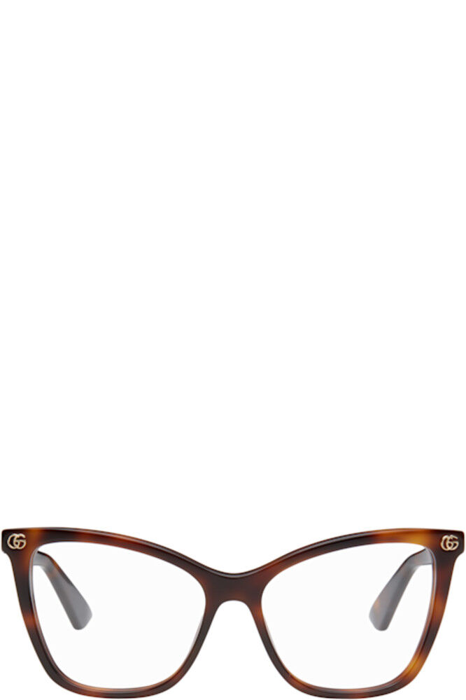 Коричневые очки кошачий глаз GG из светло-ацетатной оправы Gucci 
Коричневые очки кошачий глаз GG из светло-ацетатной оправы Gucci
