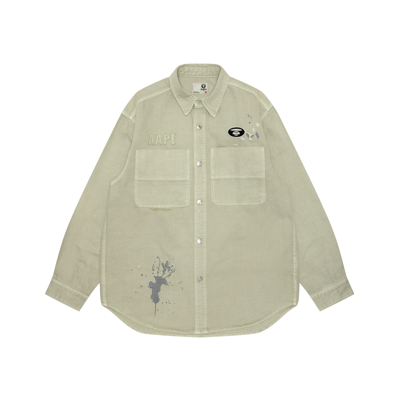 Футболка из хлопка с аппликацией логотипа Aape, серо-зеленая GRE
Футболка из хлопка с аппликацией логотипа Aape, серо-зеленая GRE